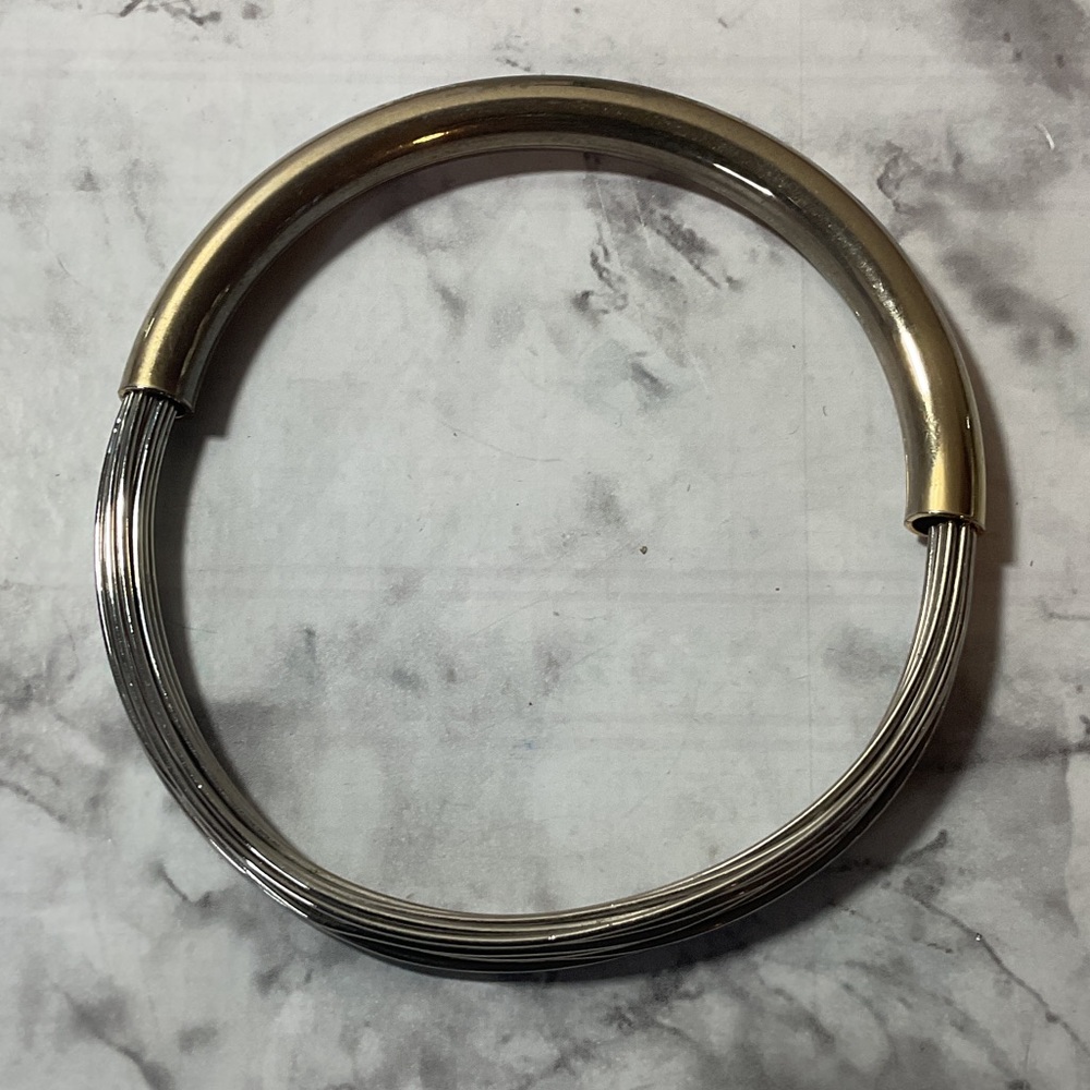 Trendy Gold and Silver Adjustable Wire Bangle Bracelet